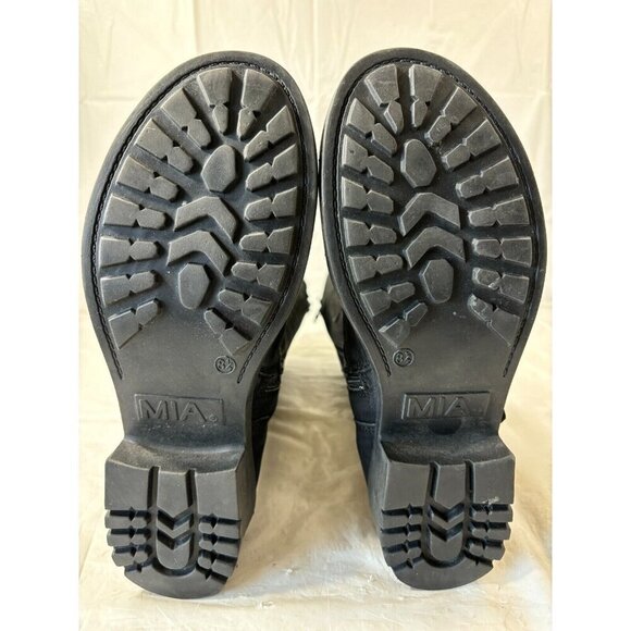 MIA Aleshia Tall Black Suede Knee High Boot w Buckles Zip biker Size 8.5 - Picture 7 of 14